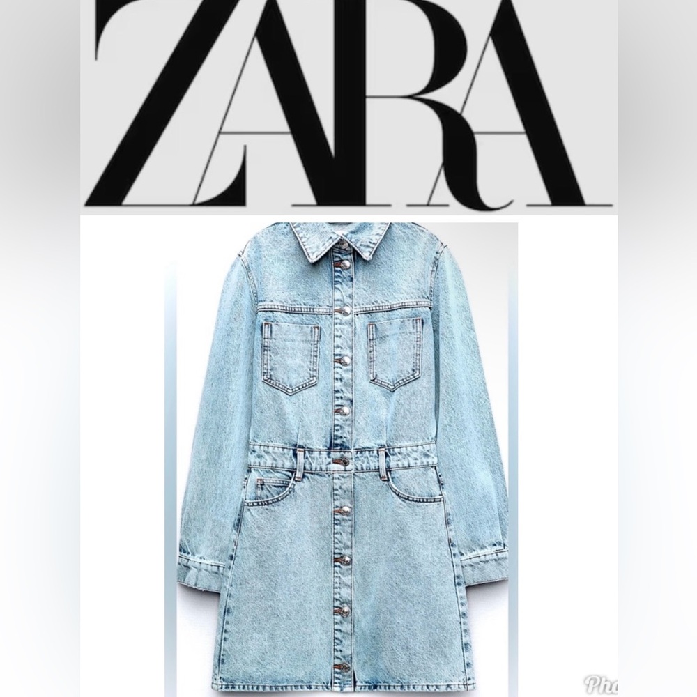 ZARA Denim Mini Dress - Size L - NEW